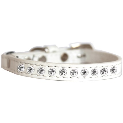 Katthalsband med 12 strass stenar Vit