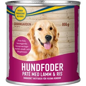 Hundfoder Granngården Paté Lamm och Ris, 800 g