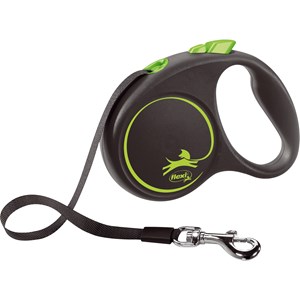 Koppel Flexi Black Design med Band S 5 m Grön