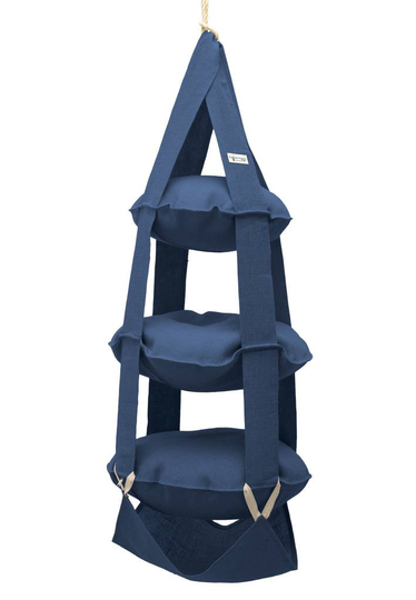 The Cat's Trapeze denimblå jute - 3 våningar