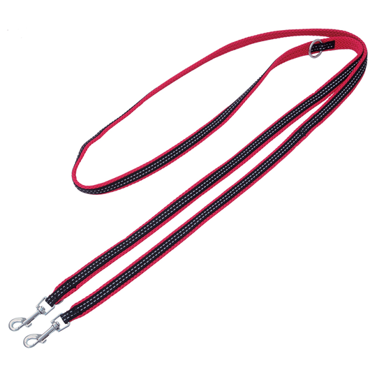 Pawz & Pepper Strong Leash, rött/svart koppel - 230 cm långt, 30 mm brett