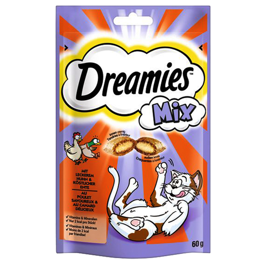 Dreamies Mix Cat Treats 60 g - Ekonomipack: Kyckling + Anka (6 x 60 g)