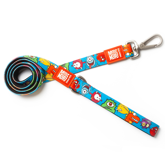 Max & Molly Little Monsters Short Leash koppel - Stl. XS: 120 cm långt, 10 mm brett