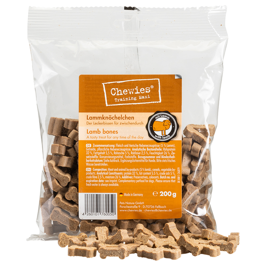 Chewies Bones belöningsgodis (halvfuktigt) - Ekonomipack: Lamm, 4 x 200 g