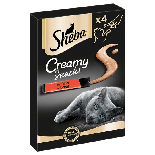 3 + 1 på köpet! 4 x Sheba Creamy Snacks - Nötkött (4 x 4 x 12 g)