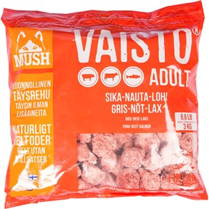 Hundfoder Mush Vaisto Röd Gris-nöt-lax, 3 kg