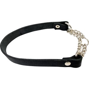 Hundhalsband Pritax Halvstryp Läder, Svart
