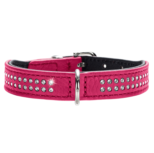 HUNTER Diamond Petit halsband pink/svart - Stl. 24: 17-21 cm halsomfång, B 16 mm