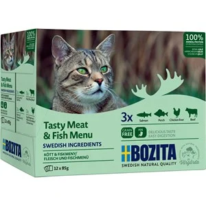 Kattmat Bozita Menybox Kött och fisk Bitar i gelé, 12x85 g