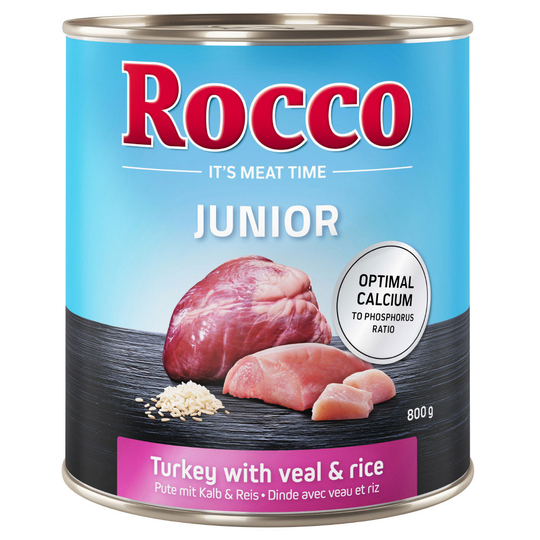 Rocco Junior 12 x 800 g - Kalkon, kalvhjärta & ris