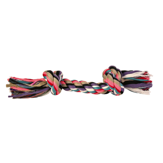 Trixie flerfärgat leksaksrep - 37 cm med 2 knutar, grått