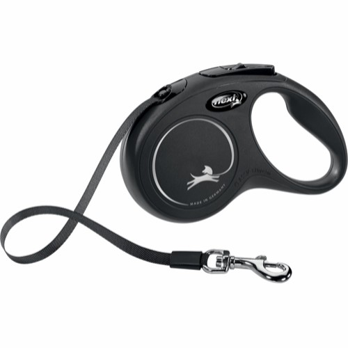 Flexi New Classic S, 5M, band - max 15 kg (Svart)