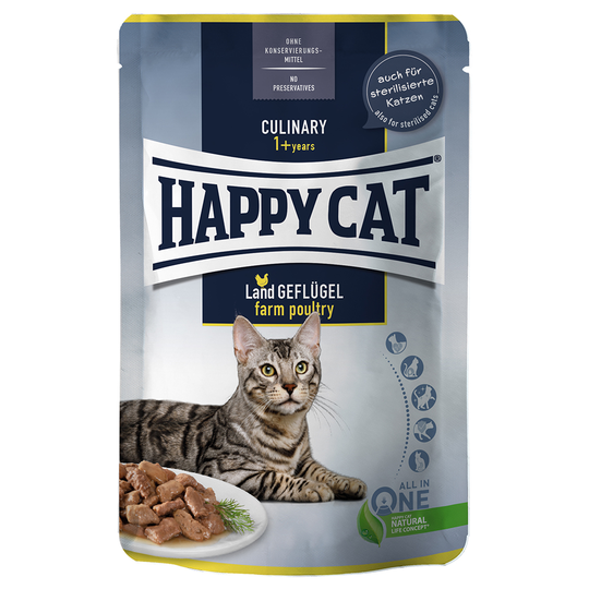 Ekonomipack: Happy Cat Pouch Meat in Sauce 24 x 85 g - Farm Poultry - fjäderfä