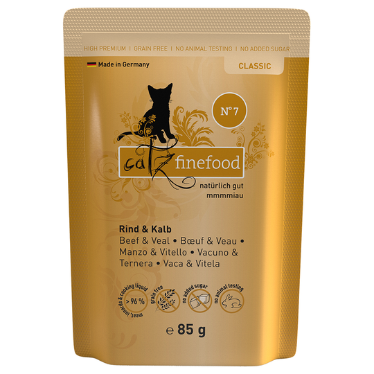 Ekonomipack: catz finefood portionspåse 64 x 85 g - Nötkött och kalv