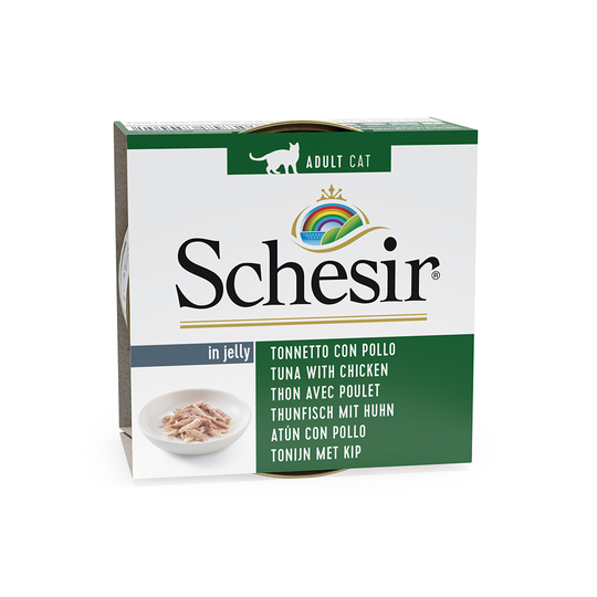Ekonomipack: Schesir gelé 48 x 85 g - Tonfisk & kycklingfilé
