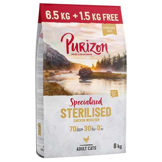 Purizon Adult Sterilised Chicken & Fish - 6,5 kg + 1,5 kg på köpet!