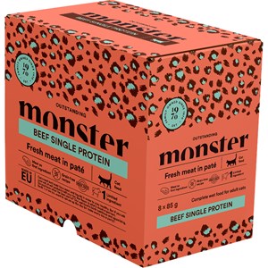 Kattmat Monster Cat Pouches Adult Beef, 8x85 g