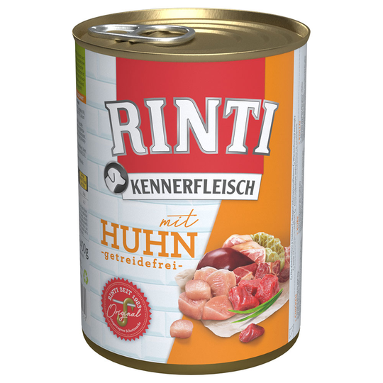 Ekonomipack: RINTI 24 x 400 g - Blandpack: Lamm, Kyckling, Anka, Vilt