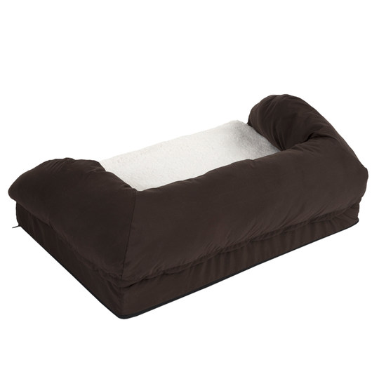 Ortopedisk hundbädd rektangulär - brun/beige - B 75 x D 50 x H 25 cm