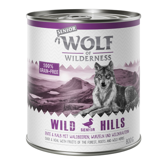 Wolf of Wilderness Senior 6 x 800 g - Wild Hills - Duck & Veal