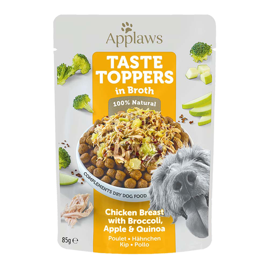 Applaws Taste Toppers i buljong 12 x 85 g - Kyckling med broccoli, äpple & quinoa