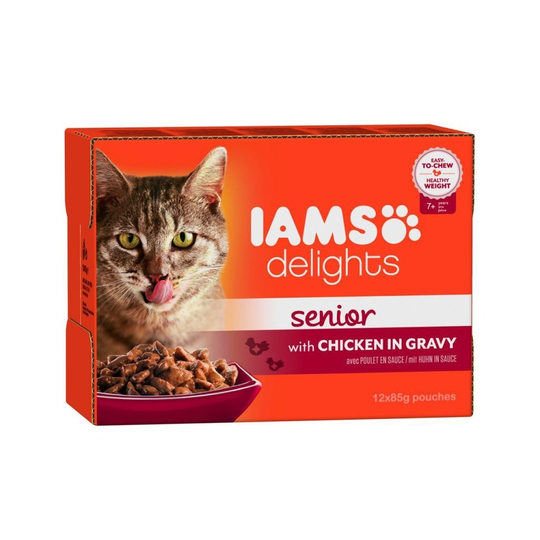 Iams Delights Senior Chicken in Gravy 12x85 g
