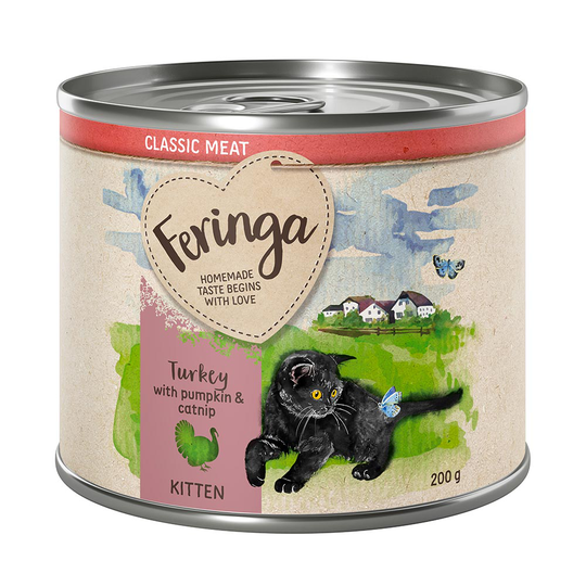 Ekonomipack: Feringa Kitten Classic Meat 24 x 200 g - Kalkon