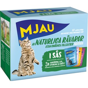 Kattmat Mjau Menybox Kött och fisk i sås, 12 x 85 g