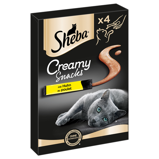 3 + 1 på köpet! 4 x Sheba Creamy Snacks - Kyckling (4 x 4 x 12 g)