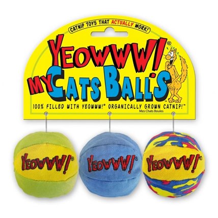 Kattleksak YEOWWW boll 3 pack