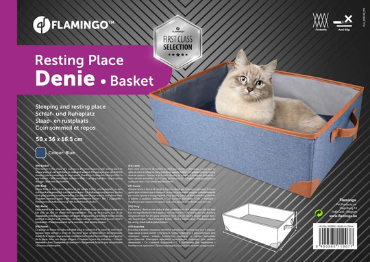 Flamingo Kattbädd - Öppen resväska, Blå