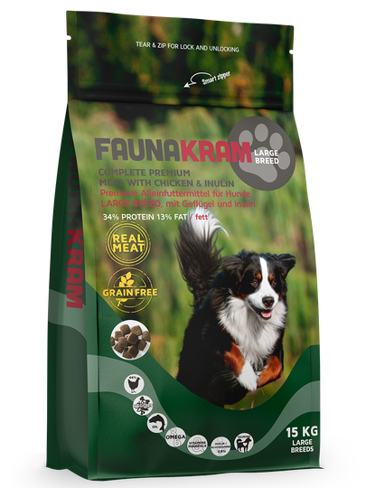 Faunakram Hundmat REAL MEAT Premium Kvalité - Stora raser 40 kg +
