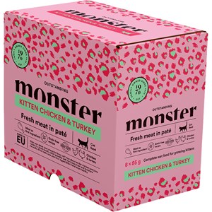 Kattmat Monster Cat Pouches Kitten Chicken/Turkey, 8x85 g