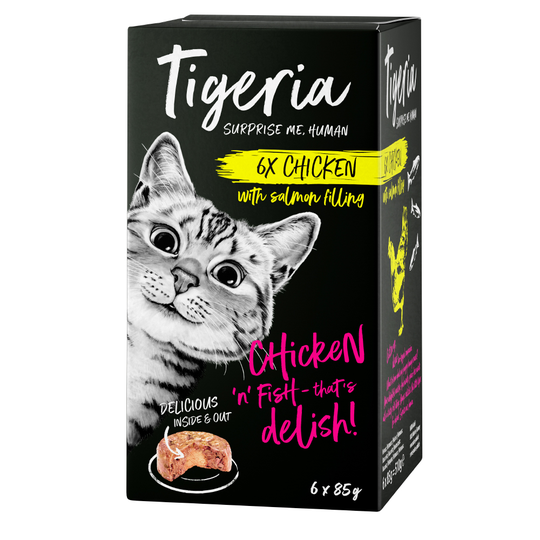 Ekonomipack: Tigeria 24 x 85 g - Kyckling med laxfyllning