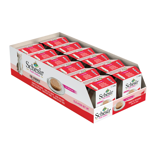 Schesir Petit Delice in Mousse 12 x 40 g - Tonfisk & nötkött