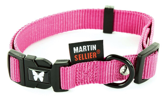 Martin Sellier Justerbart Nylonhalsband - Rosa (30 cm)