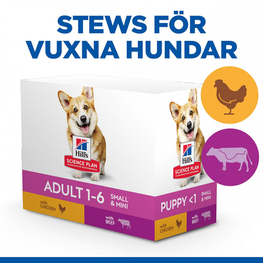 Hill's Science Plan Canine Adult Small & Mini Stews Chicken & Beef 12x80 g