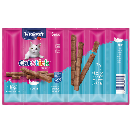Vitakraft Cat Stick Mini - Ekonomipack: 24 x 6 g Lax MSC