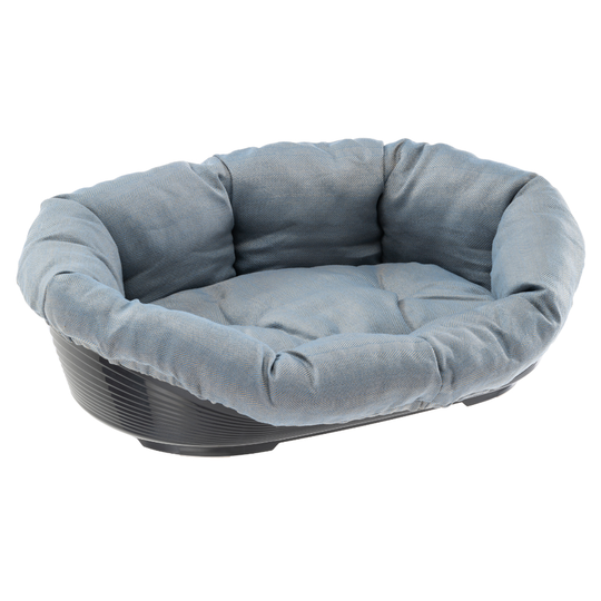 Ferplast Siesta Deluxe svart med överdrag Sofà - Tweed blå - Set stl. 8: L 85 x B 62 x H 28,5 cm