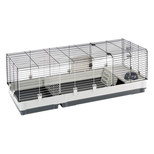 Ferplast Plaza 140 smådjursbur - Sparset: bur + trähus (L 42 x B 60 x H 50 cm)