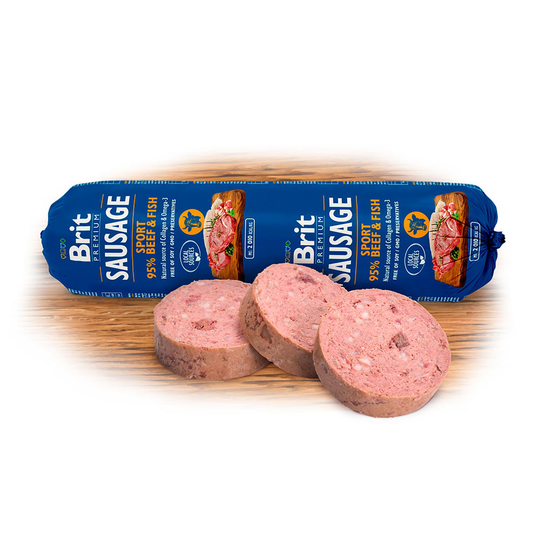 Brit Premium Köttkorvar Biff & Fisk Sport