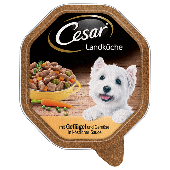 28 x / 48 x 150 g Cesar våtfoder till sparpris! - Country Kitchen Fjäderfä och grönsaker i sås (28 x 150 g)