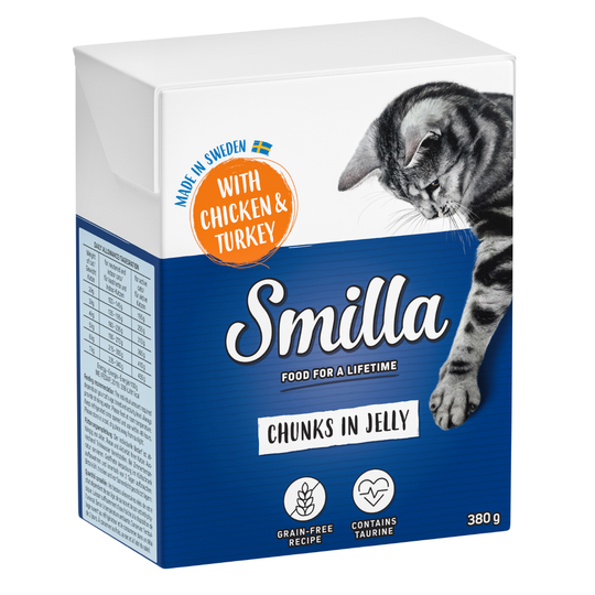 Ekonomipack: Smilla Chunks i gelé 24 x 380 g Kyckling & kalkon