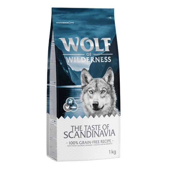 2 + 1 på köpet! 3 x 1 kg Wolf of Wilderness - Adult The Taste of Scandinavia