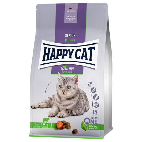 Happy Cat Senior Farm Lamb - Ekonomipack: 2 x 4 kg