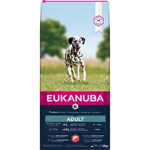 Hundfoder Eukanuba Adult All breeds Lax/Korn 12 kg