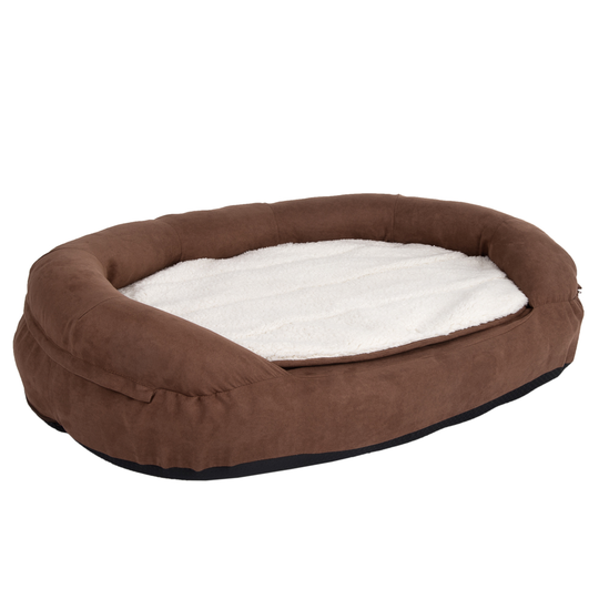 Memory oval hundsäng, brun - L 100 x B 65 x H 22 cm