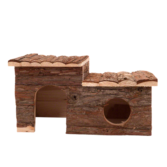 Timmerstuga för smådjur med terrass - 43 x 28 x 22 cm (bredd x djup x höjd)