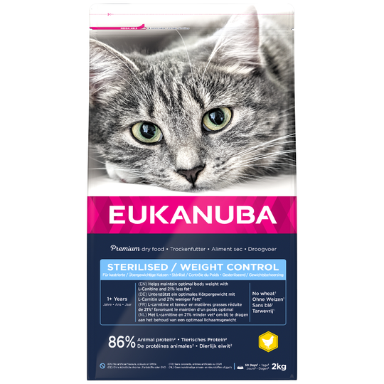 2 kg Eukanuba torrfoder katt till sparpris! - Sterilised / Weight Control Adult