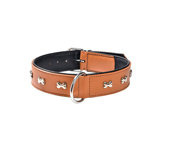 Bobby Extra Mjukt Läderhalsband XL - Camel (63 cm)